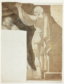 Male Figure with Left Arm Raised Seen from the Back, and Fragment of Old Man, 1770/75. Creator: Henry Fuseli