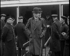 Male German Delegates to a Conference About War Reparations Arriving on a Boat, 1921. Creator: British Pathe Ltd