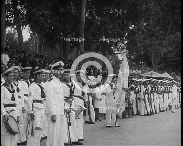 Male German Soldiers at tending the Funerals of Those Killed on the Graf Spee During the..., 1939. Creator: British Pathe Ltd.