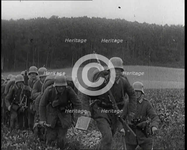 Male German Soldiers On Manoeuvres, 1920s. Creator: British Pathe Ltd.