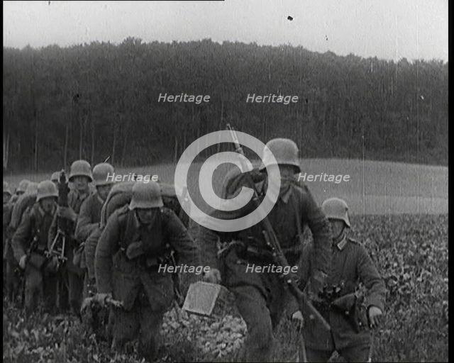 Male German Soldiers On Manoeuvres, 1920s. Creator: British Pathe Ltd.