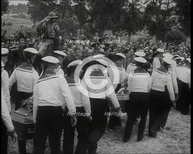 Male German Sailors Carrying the Coffins of German Crew Killed on the Graf Spee During the..., 1939. Creator: British Pathe Ltd.