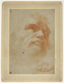 Male Head and Sketch of Right Hand Holding Stylus, 1520/24. Creators: Correggio, Unknown