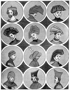Male headdresses, 14th century, (1910)