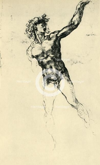 Male nude, 1503-1504, (1943). Creator: Michelangelo Buonarroti.