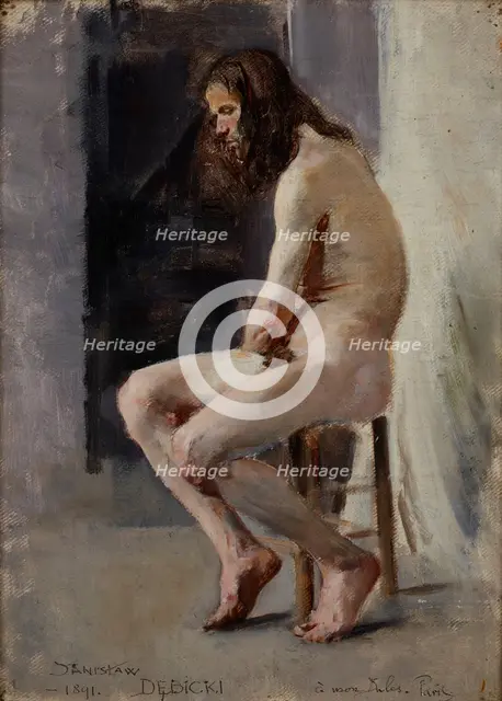 Male Nude, 1891. Creator: Stanislaw Debicki.