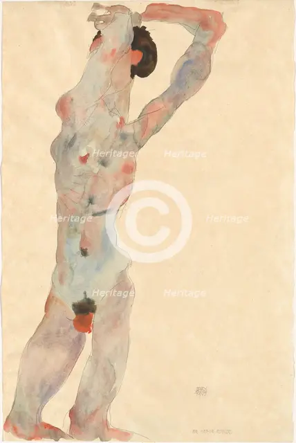 Male nude, 1912. Creator: Schiele, Egon (1890-1918).