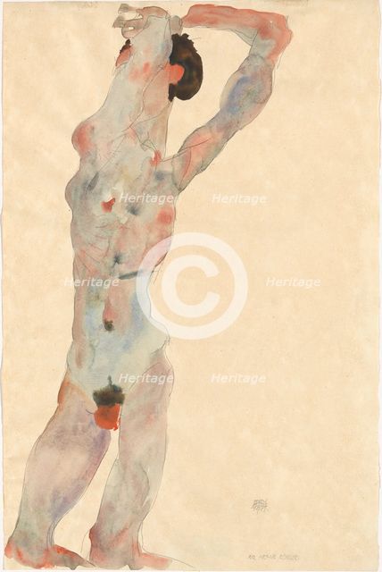 Male nude, 1912. Creator: Schiele, Egon (1890-1918).