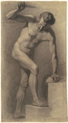Male Nude on Steps, 1872. Creator: Walter Shirlaw