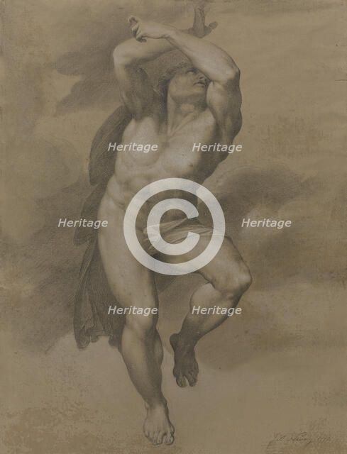 Male nude, after a figure from Michelangelo's 'Last Judgement', 1772. Creator: James Nevay.