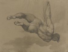 Male nude, after a figure in Michelangelo's Last Judgement 1772. Creator: James Nevay