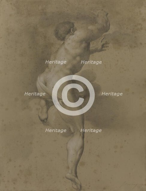 Male nude, after a figure in Michelangelo's 'Last Judgement', 1772. Creator: James Nevay.