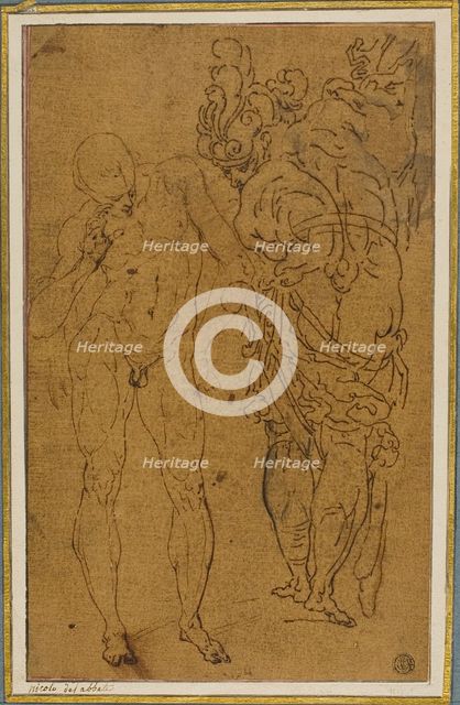 Male Nude and Warrior in Armor, n.d. Creator: Unknown.