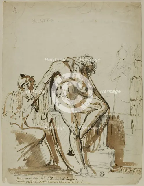 Male Nude and Other Figures, 18th century. Creator: John Hamilton Mortimer.