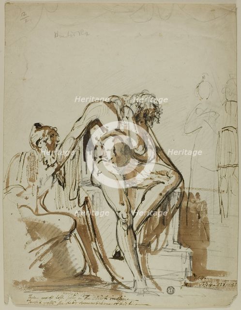 Male Nude and Other Figures, 18th century. Creator: John Hamilton Mortimer.