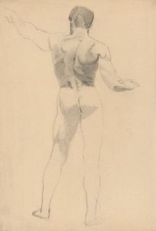 Male nude from behind, 1880-1904. Creator: Janos Fadrusz