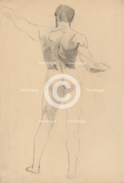 Male nude from behind, 1880-1904. Creator: Janos Fadrusz.