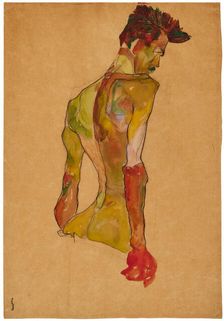 Male Nude in Profile Facing Right, 1910. Creator: Schiele, Egon (1890-1918)