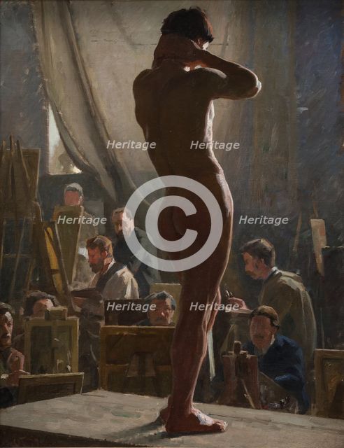 Male Nude in the Studio of Bonnat, 1877. Creator: Laurits Tuxen.