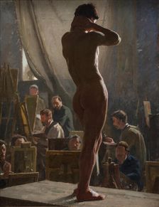 Male Nude in the Studio of Bonnat, 1877. Creator: Laurits Tuxen