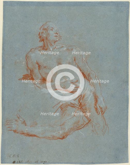 Male Nude Leaning on His Elbow (verso), 1752/1753. Creator: Giovanni Battista Tiepolo.