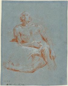Male Nude Leaning on His Elbow (verso), 1752/1753. Creator: Giovanni Battista Tiepolo