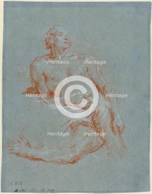 Male Nude Leaning on His Elbow (verso), 1752/1753. Creator: Giovanni Battista Tiepolo.