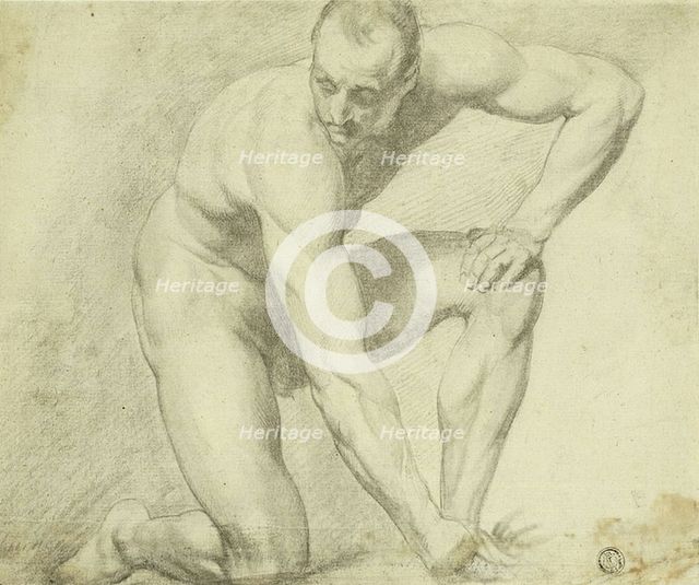 Male Nude Stooping, 1790/99. Creator: JMW Turner.