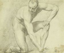 Male Nude Stooping, 1790/99. Creator: JMW Turner
