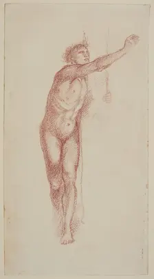 Male Nude - Study of Man Embracing Tree, 1868-69. Creator: Sir Edward Coley Burne-Jones
