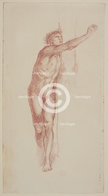 Male Nude - Study of Man Embracing Tree, 1868-69. Creator: Sir Edward Coley Burne-Jones.