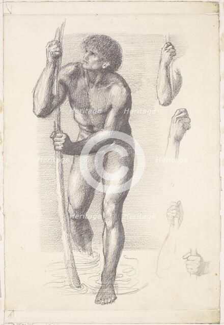 Male Nude - Study for St Christopher, 1867. Creator: Sir Edward Coley Burne-Jones.