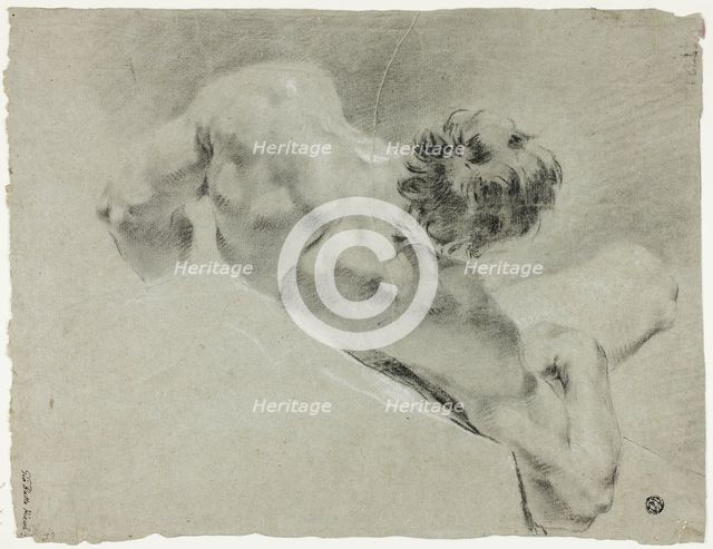 Male Nude Seen from the Back, 1733/94. Creator: Domenico Maggiotto.