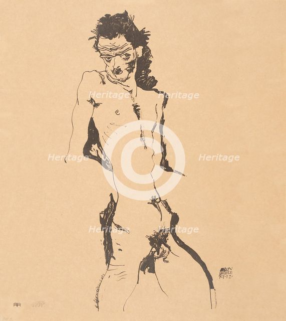Male Nude (Self-Portrait), 1912. Creator: Schiele, Egon (1890-1918).