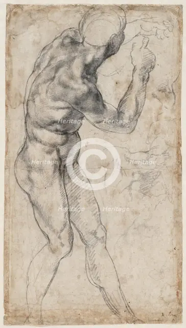 Male nude, turning to the right, 1504 or 1506. Creator: Buonarroti, Michelangelo (1475-1564).