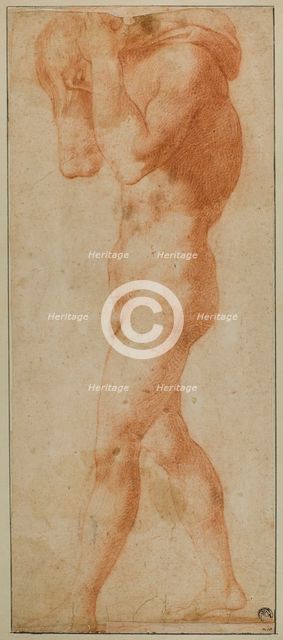 Male Nude Walking to Left, Carrying Burden on His Shoulders, n.d. Creator: Unknown.