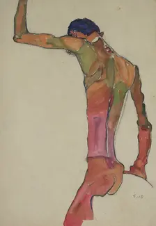 Male Nude with Arm Raised. Artist: Schiele, Egon (1890–1918)