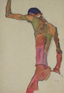Male Nude with Arm Raised. Artist: Schiele, Egon (1890–1918)