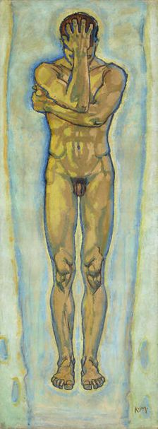 Male nude (yellow and blue), c. 1913. Creator: Moser, Koloman (1868-1918)