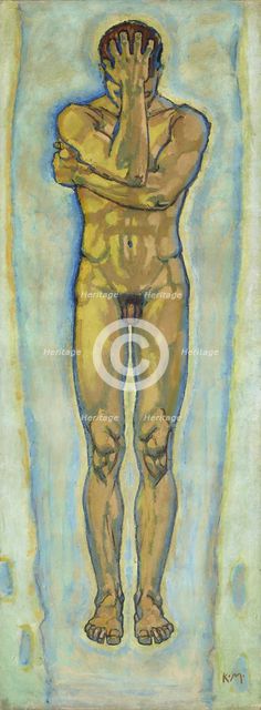 Male nude (yellow and blue), c. 1913. Creator: Moser, Koloman (1868-1918).