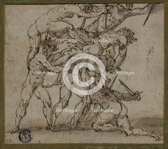 Male Nudes Locked in Combat with Daggers, n.d. Creator: Unknown.