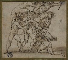 Male Nudes Locked in Combat with Daggers, n.d. Creator: Unknown