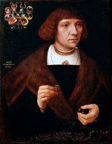 Male portrait with Rings 1524. Creator: Jacob van Utrecht (c. 1479-after 1525)