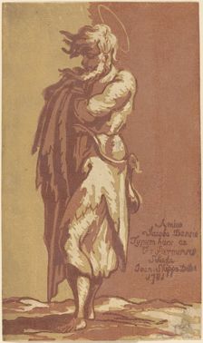 Male Saint Standing, with Folded Arms, Facing to the Left, 1781. Creator: John Skippe