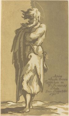 Male Saint Standing, with Folded Arms, Facing to the Left, 1781. Creator: John Skippe