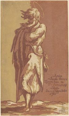 Male Saint Standing, with Folded Arms, Facing to the Left, 1781. Creator: John Skippe