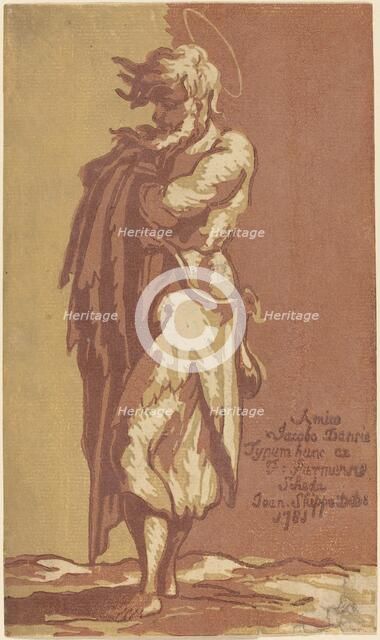 Male Saint Standing, with Folded Arms, Facing to the Left, 1781. Creator: John Skippe.