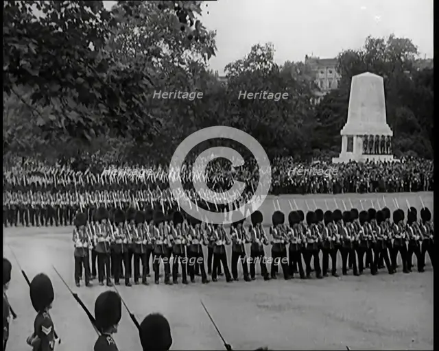 Male Soldiers Performing Trooping the Colour, 1926. Creator: British Pathe Ltd.
