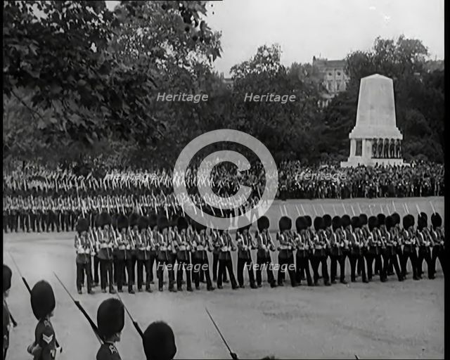 Male Soldiers Performing Trooping the Colour, 1926. Creator: British Pathe Ltd.