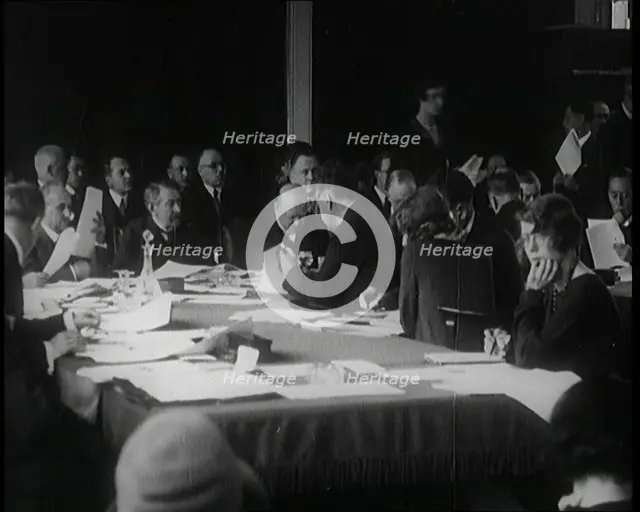 Male Swiss Civilians and Female Swiss Civilians at a Meeting of the League of Nations in..., 1920s. Creator: British Pathe Ltd.
